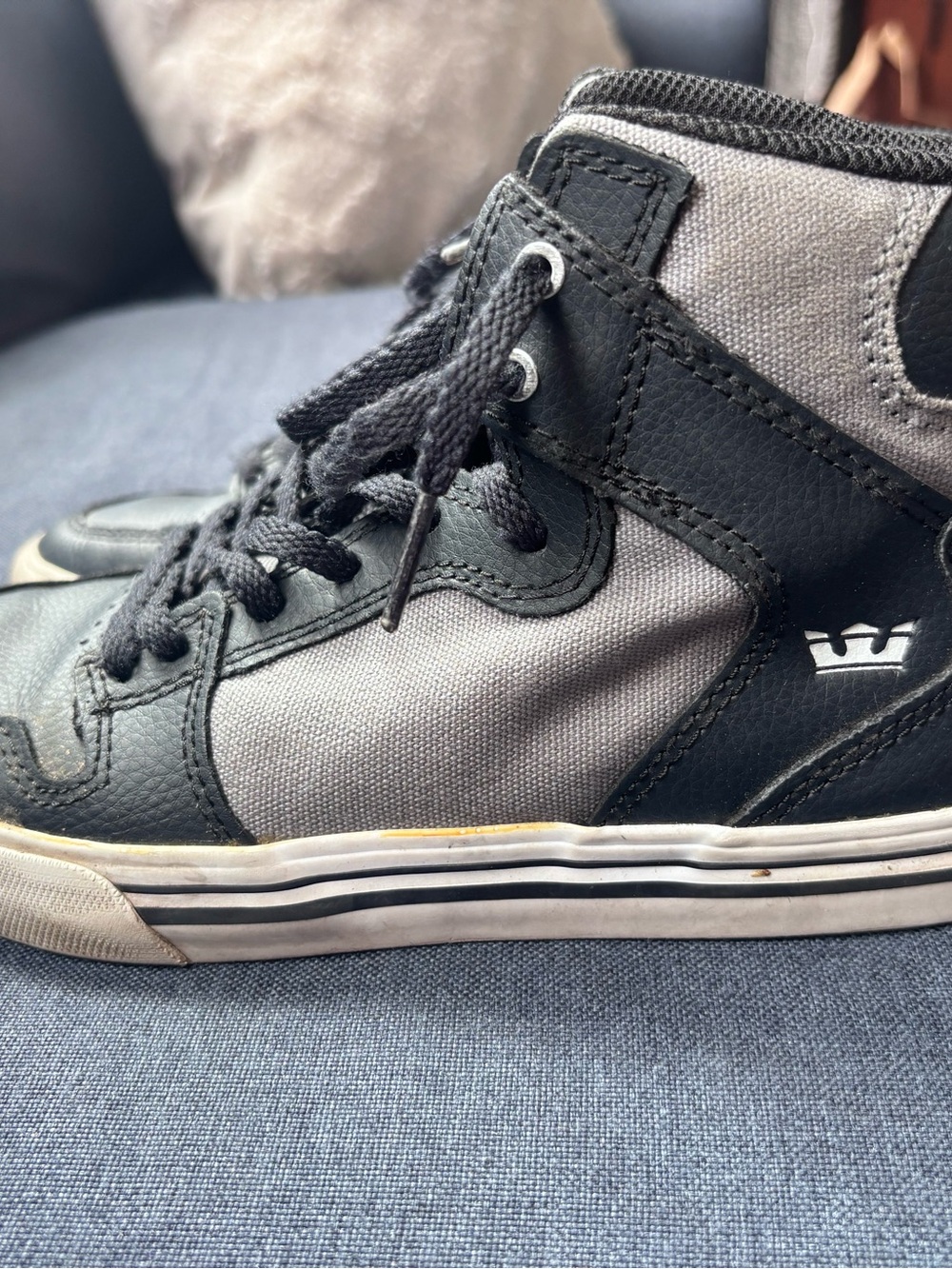 Supra Kids High-Top Sneakers in Black and Gray